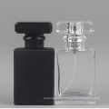 Cosmetic Rectangle Matte Black 30ml 50ml Refillable Glass Perfume Spray Bottle with Aluminum Spray Pump Cap